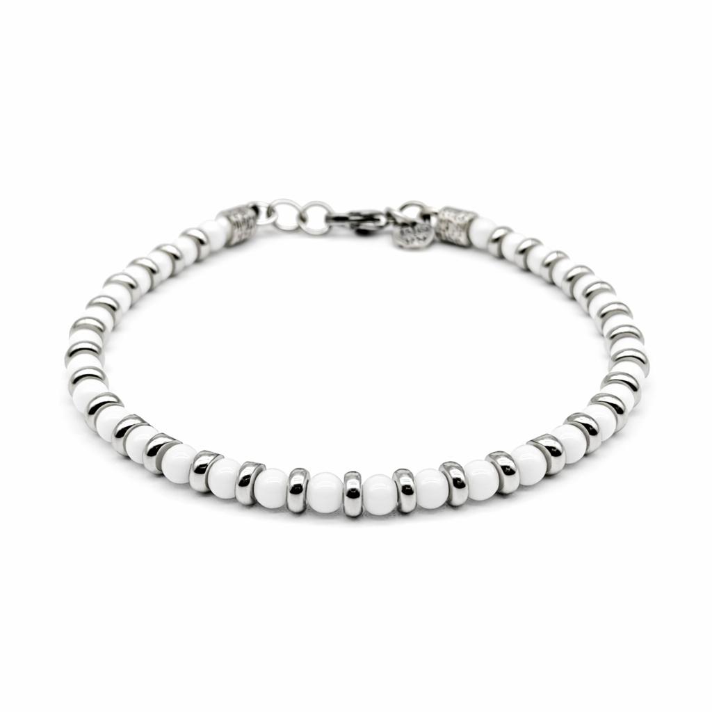 BRACCIALE PIETRE AGATA BIANCA DISTANZIALI